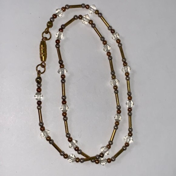 15 Inch Clear and Gold Handmade Beaded Necklace - Picture 5 of 8